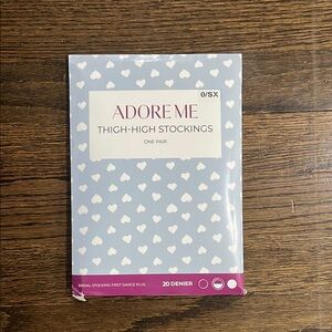 Adore Me Light Blue Thigh-High Stockings with White Hearts